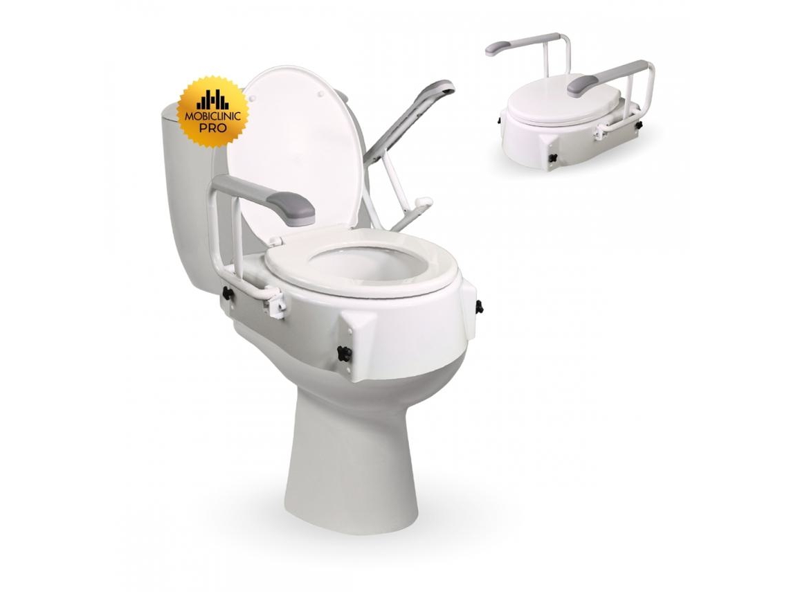 Elevador de WC Con tapa 5-15 cm Regulable en altura Inclinable Reposabrazos abatibles Muralla MOBICLINIC