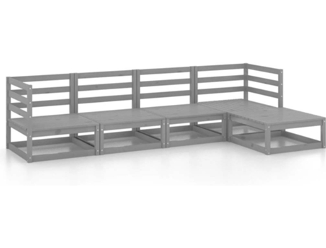 Conjunto 5 Muebles de jardín VIDAXL gris madera de pino maciza