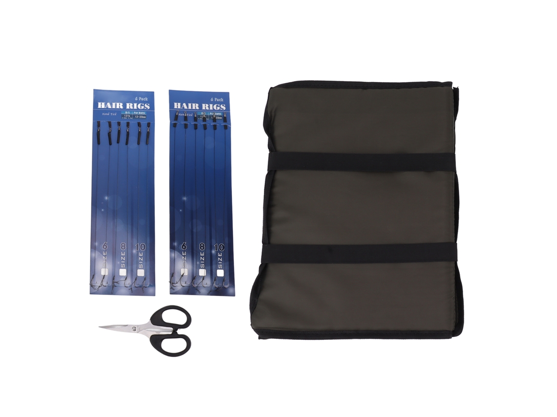 Danu26-set De Equipo De Pesca Con Tijera, 12 Anzuelos Y Alfombrilla Desenganchar Plegable Accesorios De Pesca