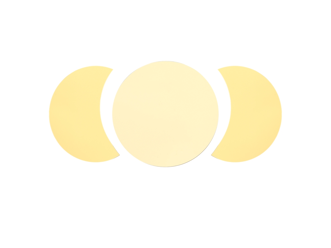 Baok-sticker Espejo acrílico con forma de sol y media luna para decoración de paredes del hogar, fondo dorado.