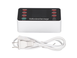 Cargador Multi-usb Con 8 Puertos Estación De Carga De Escritorio Con Puerto Usb-c De Carga Rápida 3.0 Y Pantalla Lcd