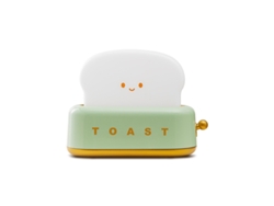 Lámpara De Escritorio Con Forma De Tostada, Pequeña, Luz De Noche Para Niños, Recargable, Con Cara Sonriente (verde)