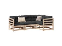 Conjunto de 4 piezas de sofás de Jardim Madeira De Pinho Maciça Dkd Home Decor
