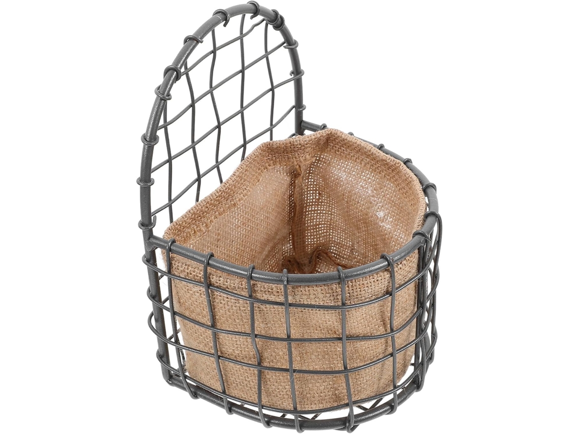 Cesta Colgante Para Flores Con Diseño Que Ahorra Espacio, Hecha De Tela De Lino Y Hierro. Estilo Rústico Natural Para