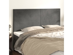 Cabeceros 4 Unidades De Terciopelo Gris Oscuro 80x5x78/88 Cm