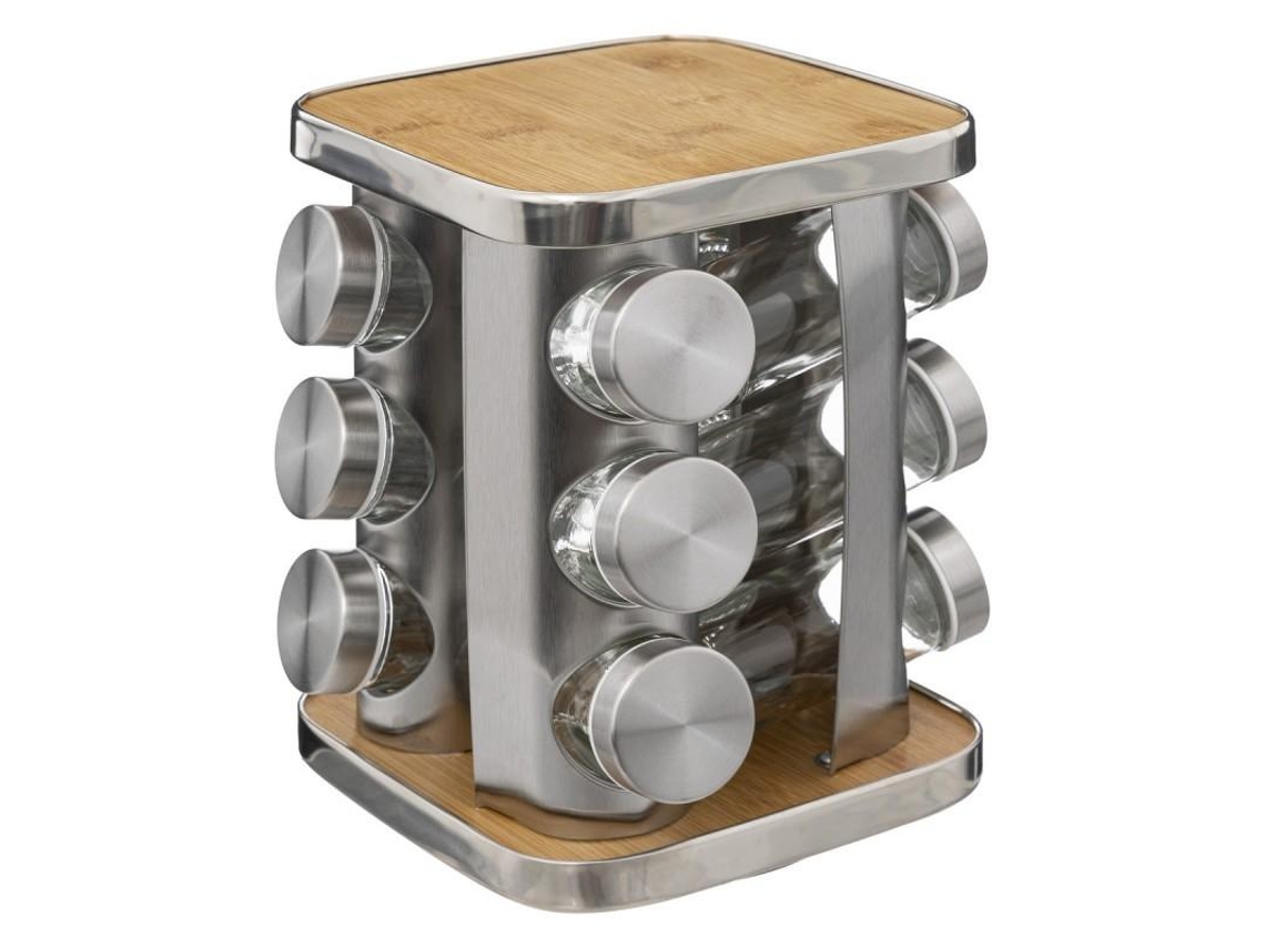 Estante de especias giratorio con 12 latas de especias