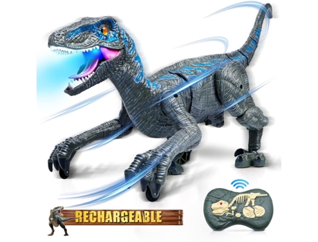 Juguetes De Dinosaurio De Control Remoto 2.4G Robot Dinosaurio Juguetes Dinosaurio Electrónico Caminando Rugiente Azul VENISYMLIS