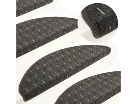 vidaXL Alfombras de peldaños de escalera 15 uds antracita 56x17x3 cm