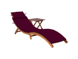 Tumbona Lounger de Jardín con Mesa y Cojín Madera de Acacia Maciza