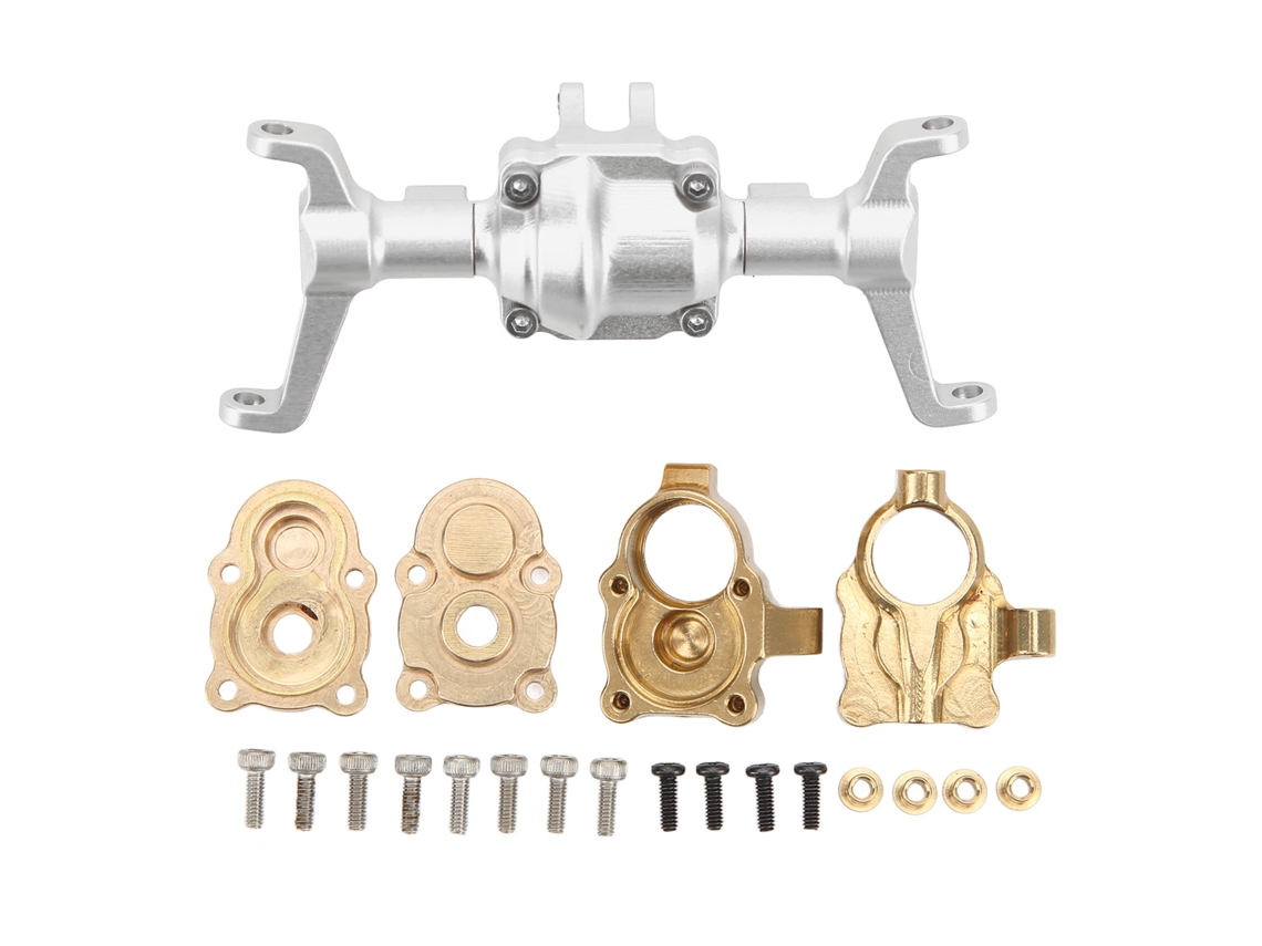 Conjunto De Carcasa Del Eje Delantero Con Copa De Dirección Cnc Para Coche Rc 1/24 Fms Xiaoqi Fcx24, Metal Plateado.