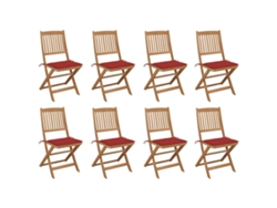 Sillas plegables de exterior de acacia maciza de 8 piezas con cojines DKD Home Decor