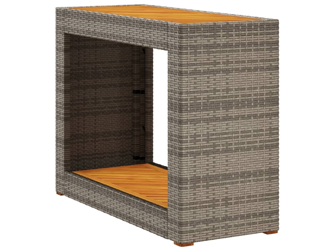 Mesa auxiliar de jardín con tablero de madera 100x40x75 cm Patas de mimbre gris MAISON EXCLUSIVE