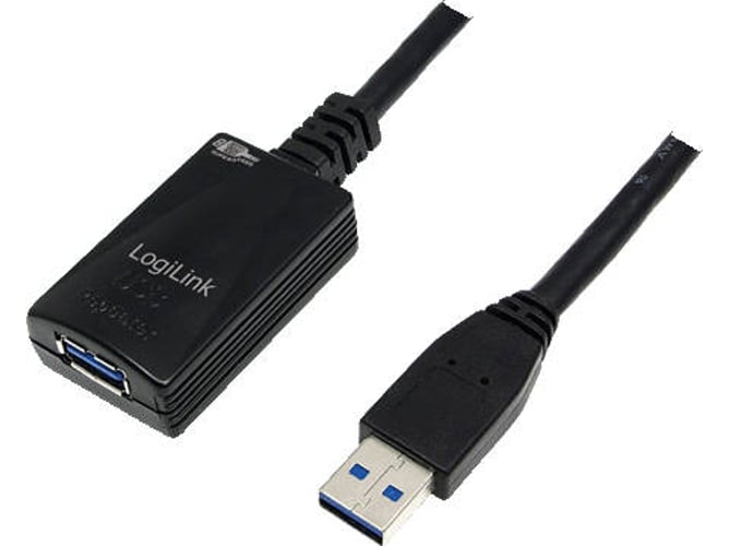 Cable USB LOGILINK USB A/USB A 5 m Macho/Hembra Negro