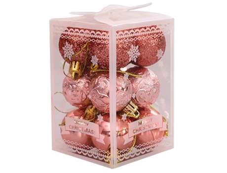 Bolas de adorno para árbol de Navidad-Bola de Navidad decorada, oro rosa