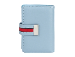 Tarjetero Rfid Antirrobo Para Mujer, Compacto, De Piel Sintética, Para Tarjetas Bancarias Y De Identificación, Color Azul.
