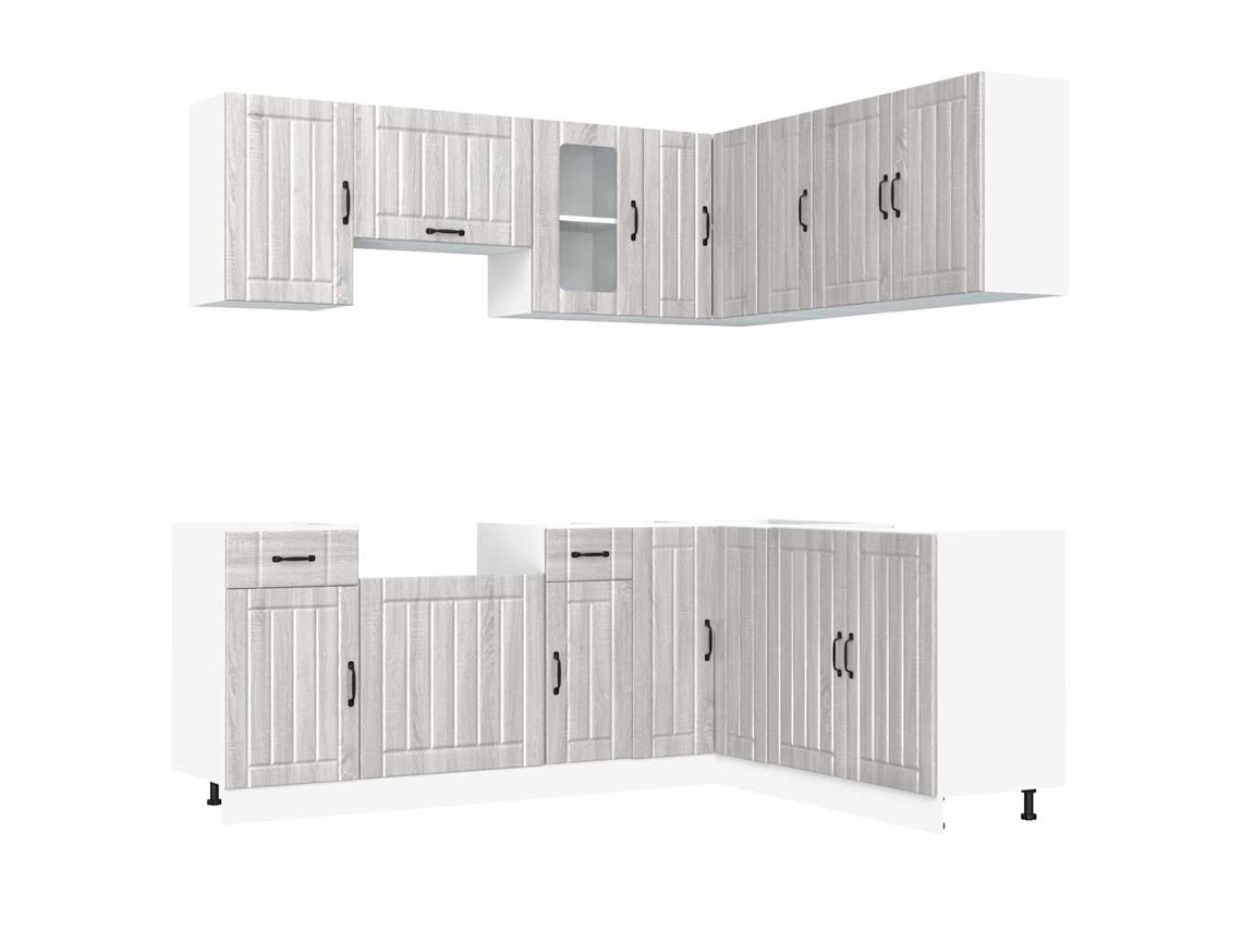 Maison Exclusive - Mueble Cocina Kalmar Sonoma Gris 11 Pzas Madera Contrachapada