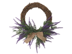 Omni-corona De Lavanda Artificial 40cm Con Moño Para Puerta Ventana Chimenea Decoración Hogar Boda Navidad