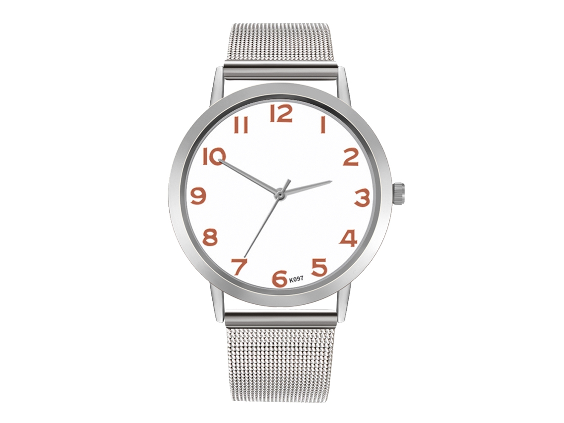 Reloj Analógico De Cuarzo Con Correa De Malla Estilo Elegante Zhoulianfa (plata+blanco)