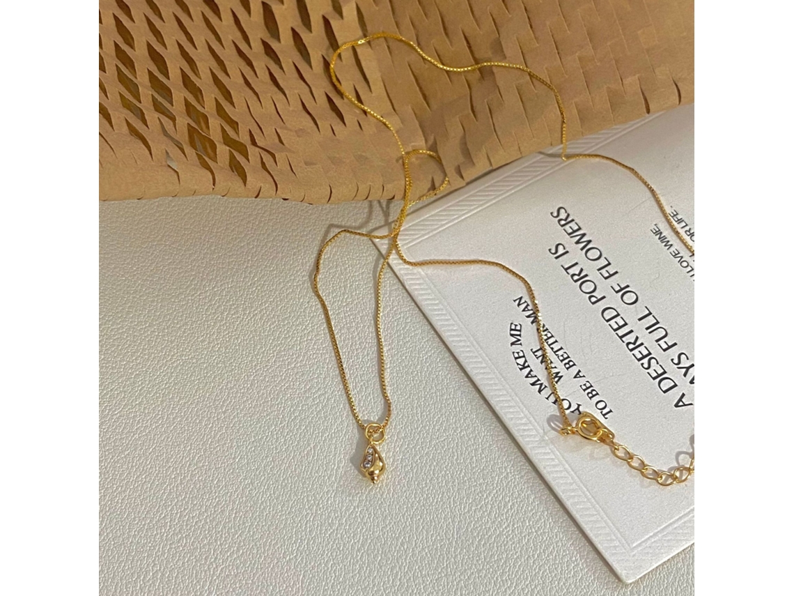 (oro) Collar Con Colgante De Caracola Ocean Sound De Plata De Ley 925 Con Diamantes Brillantes, Mini, Exquisito Y Elegante.