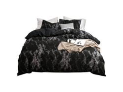 2026-3 Piezas Funda Edredón Y Fundas De Almohada Set De Bedding Estampado Marmoleado Talla Doble Eu (negro)