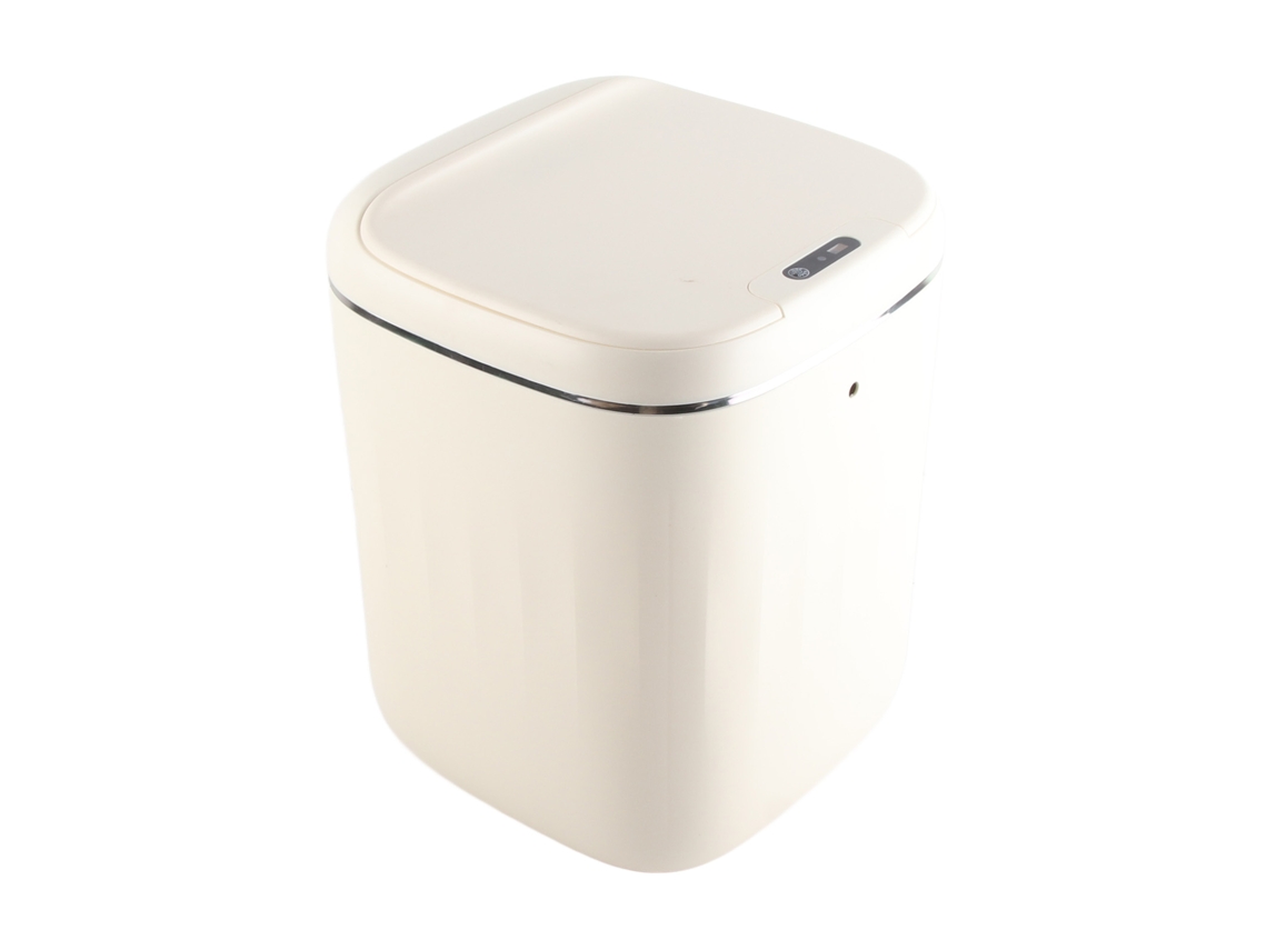 Basurero eléctrico semi-táctil automático Baok de 20 litros con sensor, fácil de limpiar, de PP resistente al agua, para cocina y baño, color blanco crema, sin pilas.