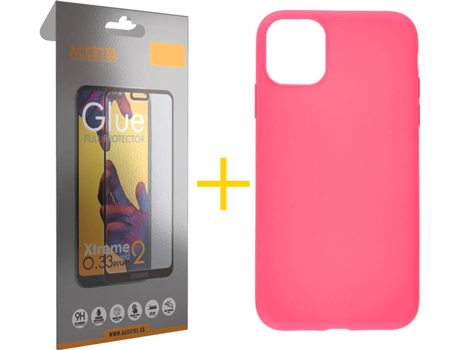 Carcasa + Protector de Pantalla para iPhone 11 ACCETEL Rosa