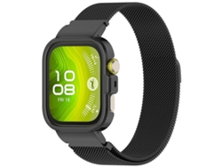 Bracelete Para Huawei Watch Fit 4 - Aço Inoxidável - Estrutura Metálica Integrada - Estilo Milan Preta