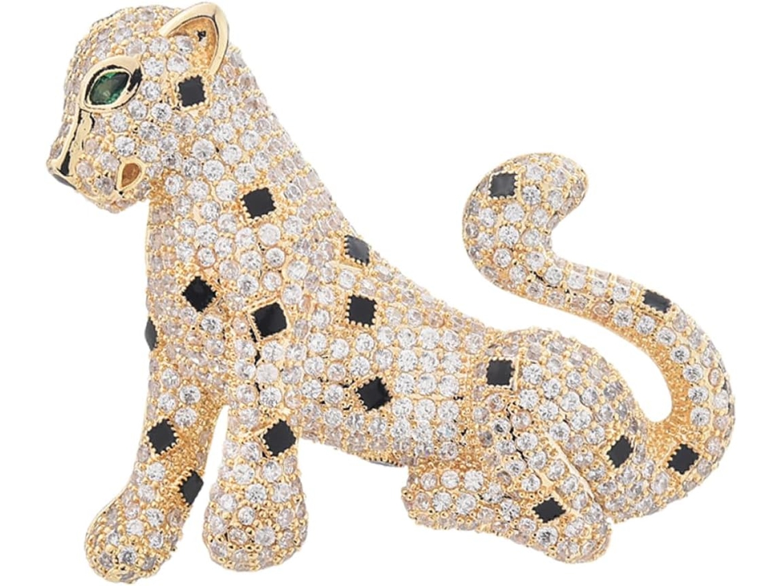 Broche Criativo De Leopardo Dourado, Alfinete Divertido E Elegante Para Roupas E