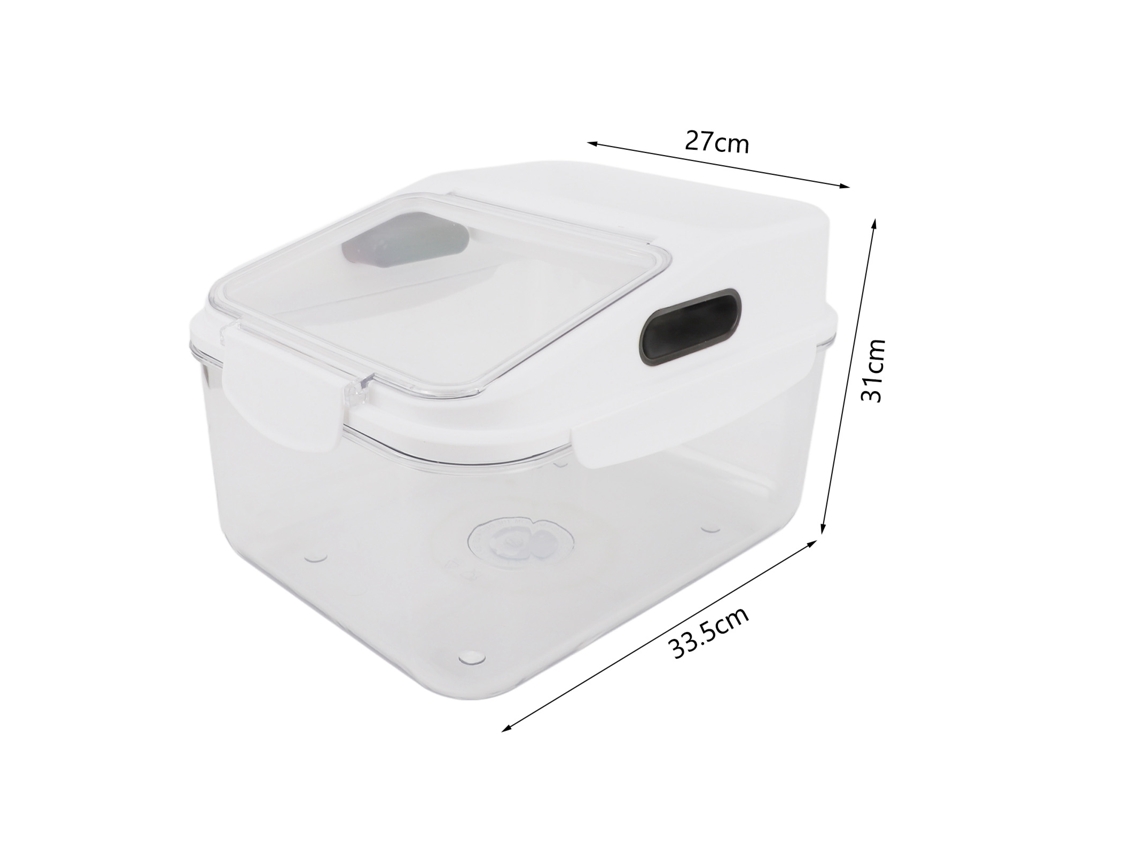 Contenedor De Arroz Transparente Hermético Con Gran Capacidad De 15 Kg (33 Lb), Seguro Y A Prueba De Humedad.
