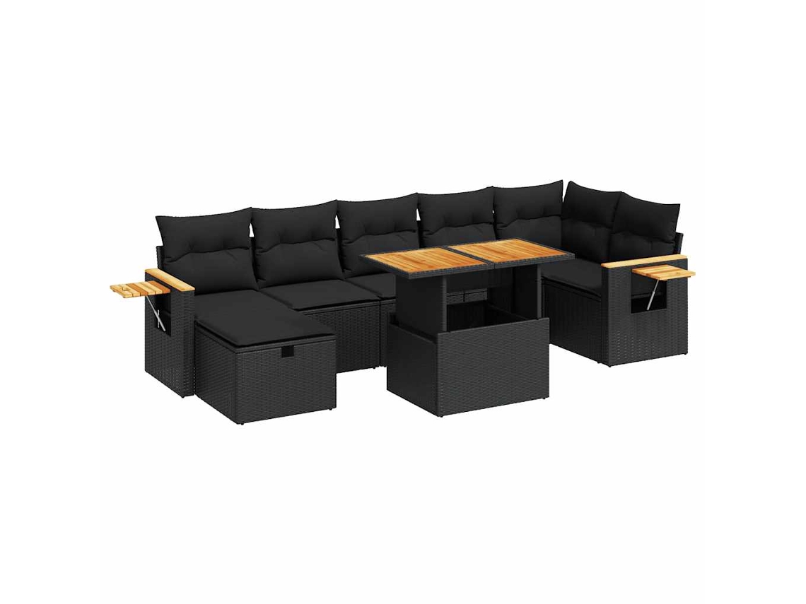 Conjunto 5 De Sofá De Jardín VIDAXL Negro Poli Ratán