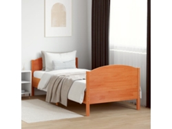 Cama Sin Colchón Madera Maciza De Pino Marrón Cera 100x200 Cm