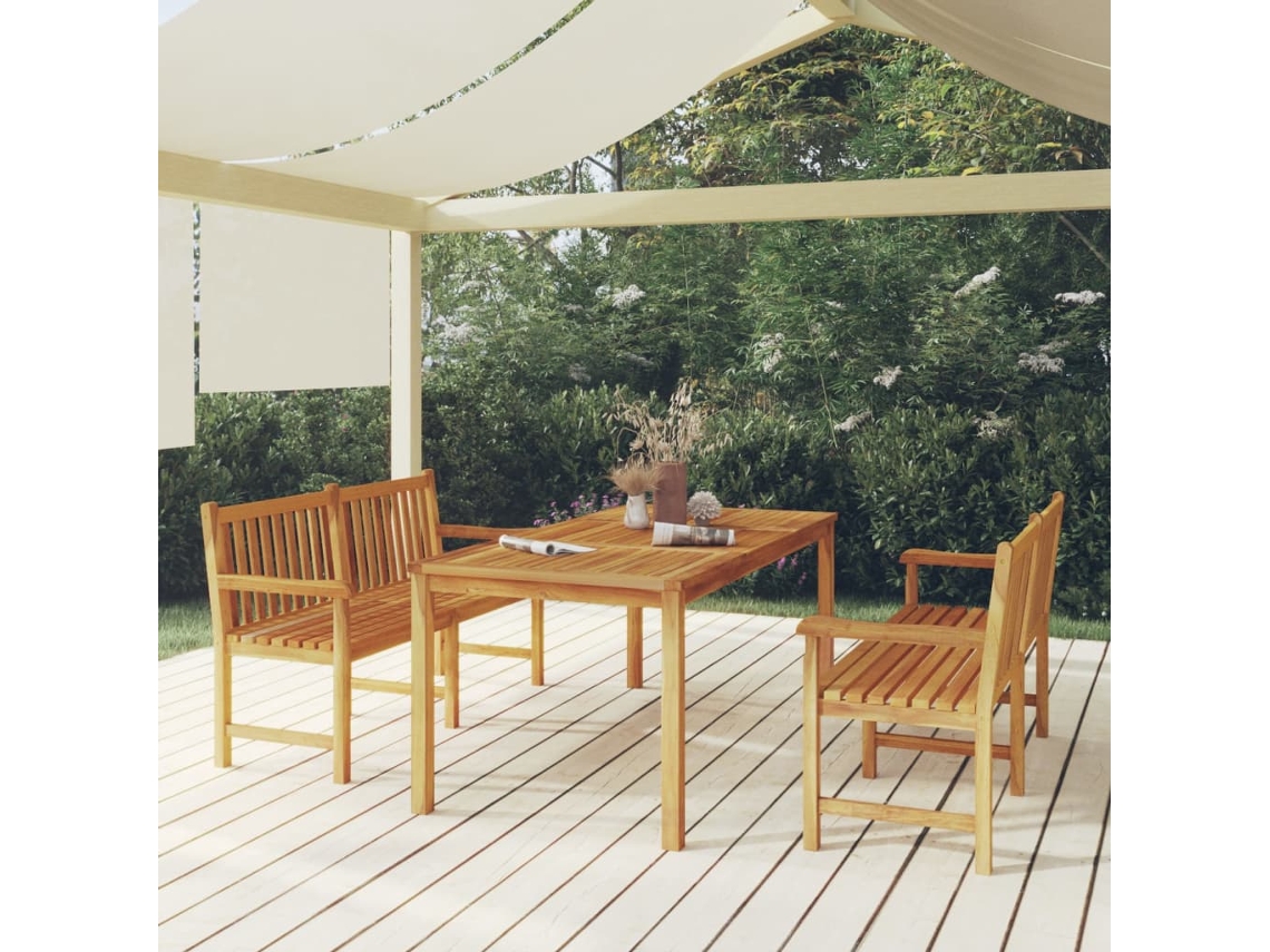 Juego de comedor de jardín de 2 piezas de madera maciza de teca Dkd Home Decor