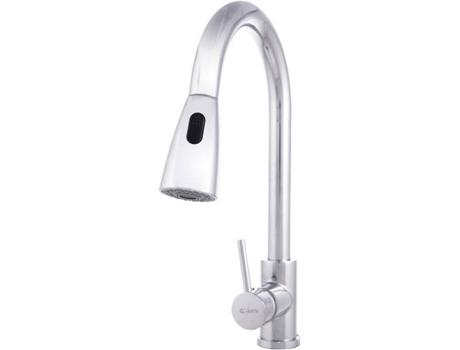 Grifo Cocina Latón/Zinc, Cromado, Agua Caliente-Fría, Latiguillos, Caño Alto, Monomando [QLI-FA-9711] GREENICE