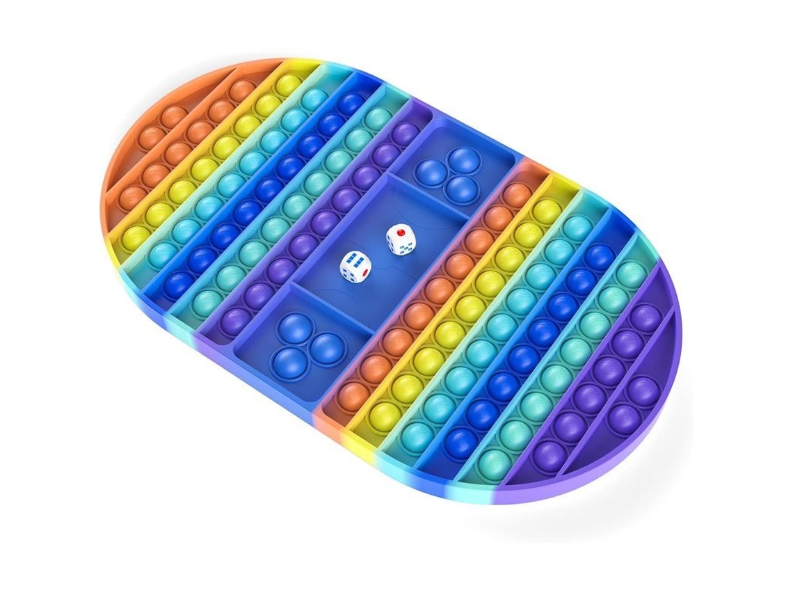 Juguete Antiestrés De Burbujas Grandes, Juguete Sensorial De Silicona Con Forma De Tablero De Ajedrez Arcoíris Para Niños Y Adultos.