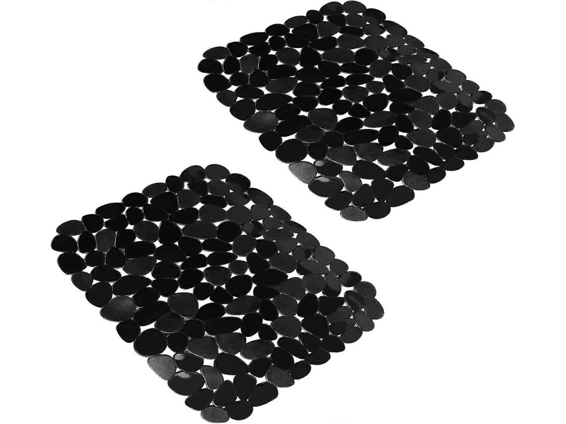 Tapete De Fregadero De Cocina, 2 Protectores Ajustables De Acero Inoxidable Negro, Esterilla Para Secar Platos En Baño Y Contador