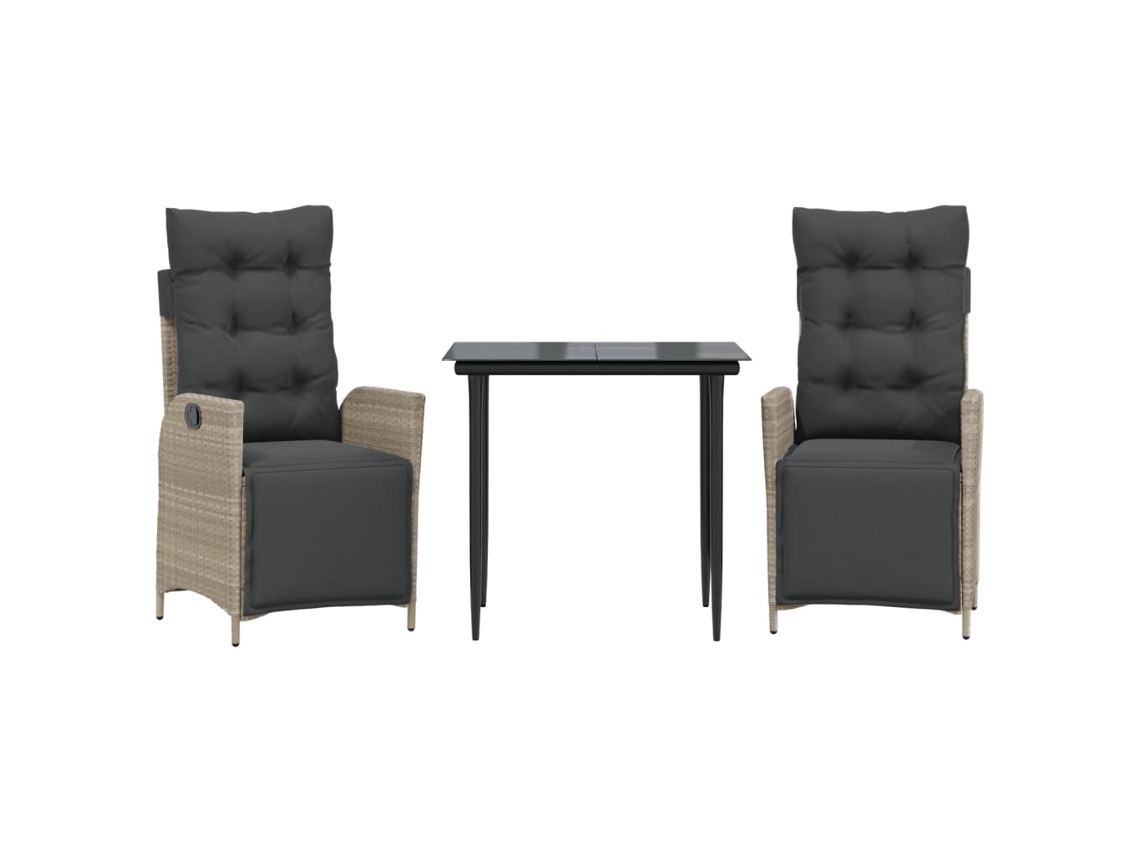 Conjunto de comedor de jardín de 3 piezas con cojines gris claro MAISON EXCLUSIVE (3 piezas)