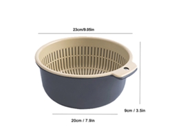 Cesta De Dos Niveles Para Lavar Verduras Y Frutas Con Desagüe, Cesta De Cocina, Material Pp, Gris/azul, 20 X 18 X 19 Cm.