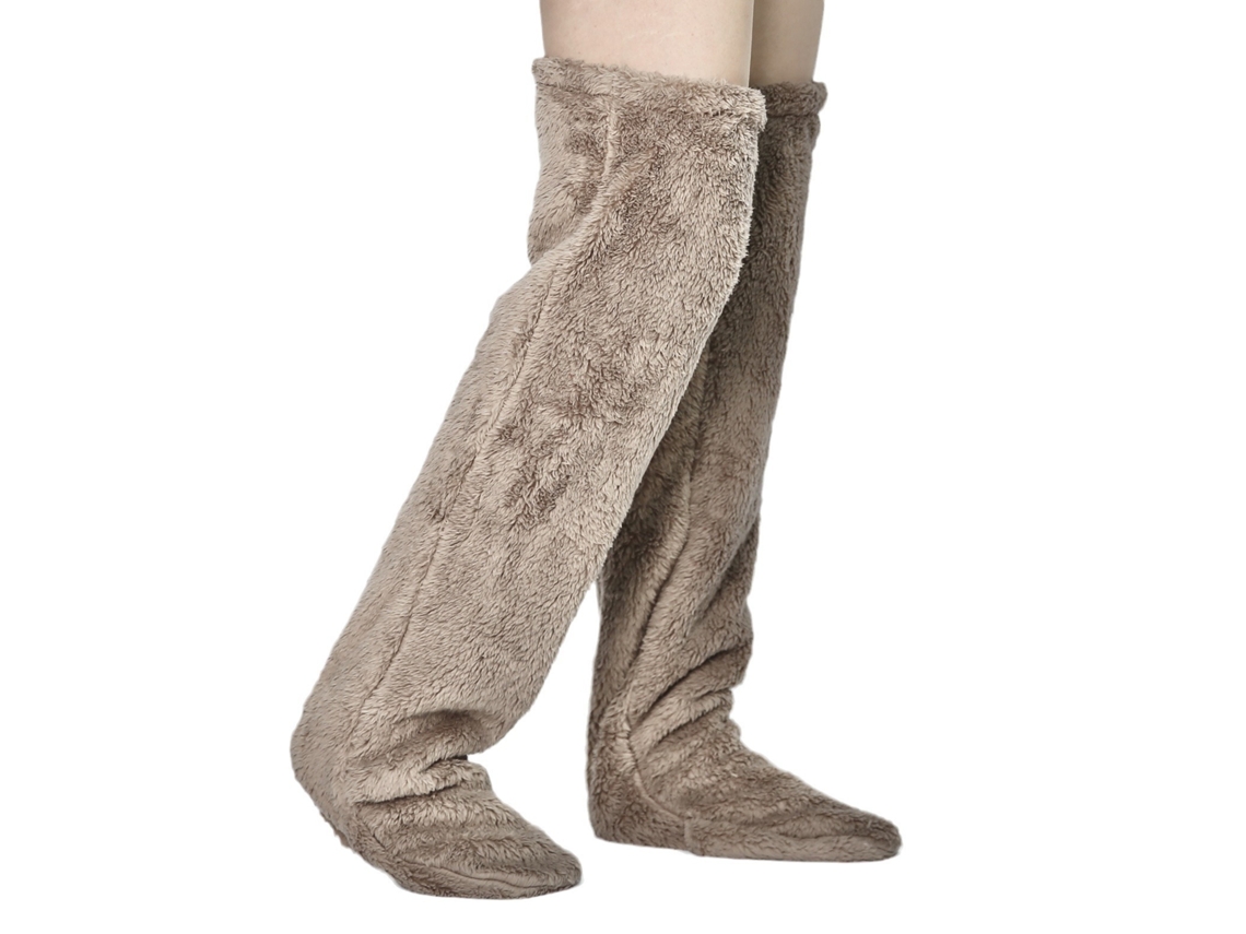 Calcetines hasta la rodilla, calcetines altos cálidos para el invierno, calentadores de piernas suaves y cálidos (marrón claro) Cuich