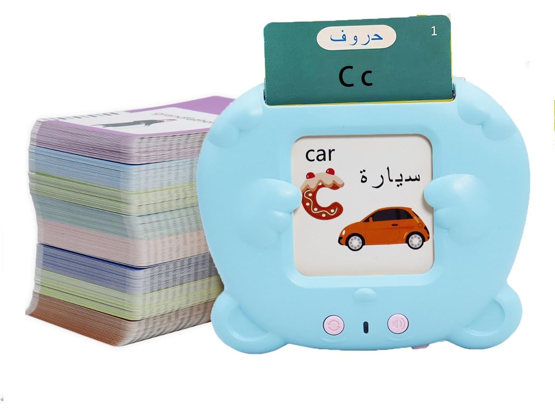 Máquina de tarjetas educativas, juguete inteligente para niños, 510 fichas (azul, completamente en inglés)