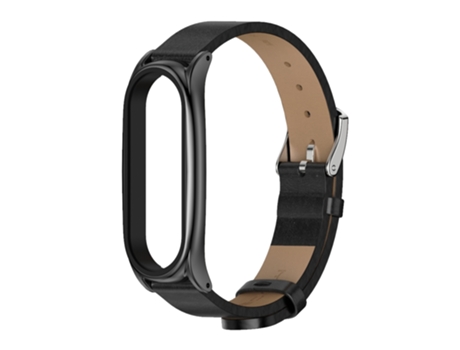 Correa de reloj inteligente para Xiaomi Mi Band 6/5/4/3 Mijobs Caja de metal Textura Crazy Horse PU Microfibra Plus Correa de reloj (Negro)