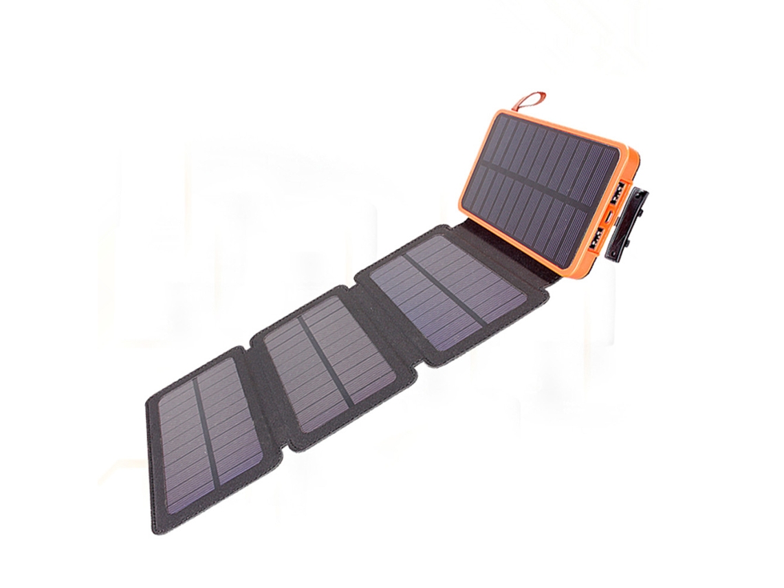 MEOIRUERY Cargador Solar Plegable con Banco de Energía y Linterna LED Impermeable para Smartphones y Tablets