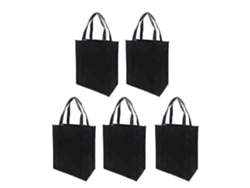 Juego de 5 bolsas de compra plegables y reutilizables de tela no tejida para compras al aire libre GOKOCO (negras, 30x25x10cm)