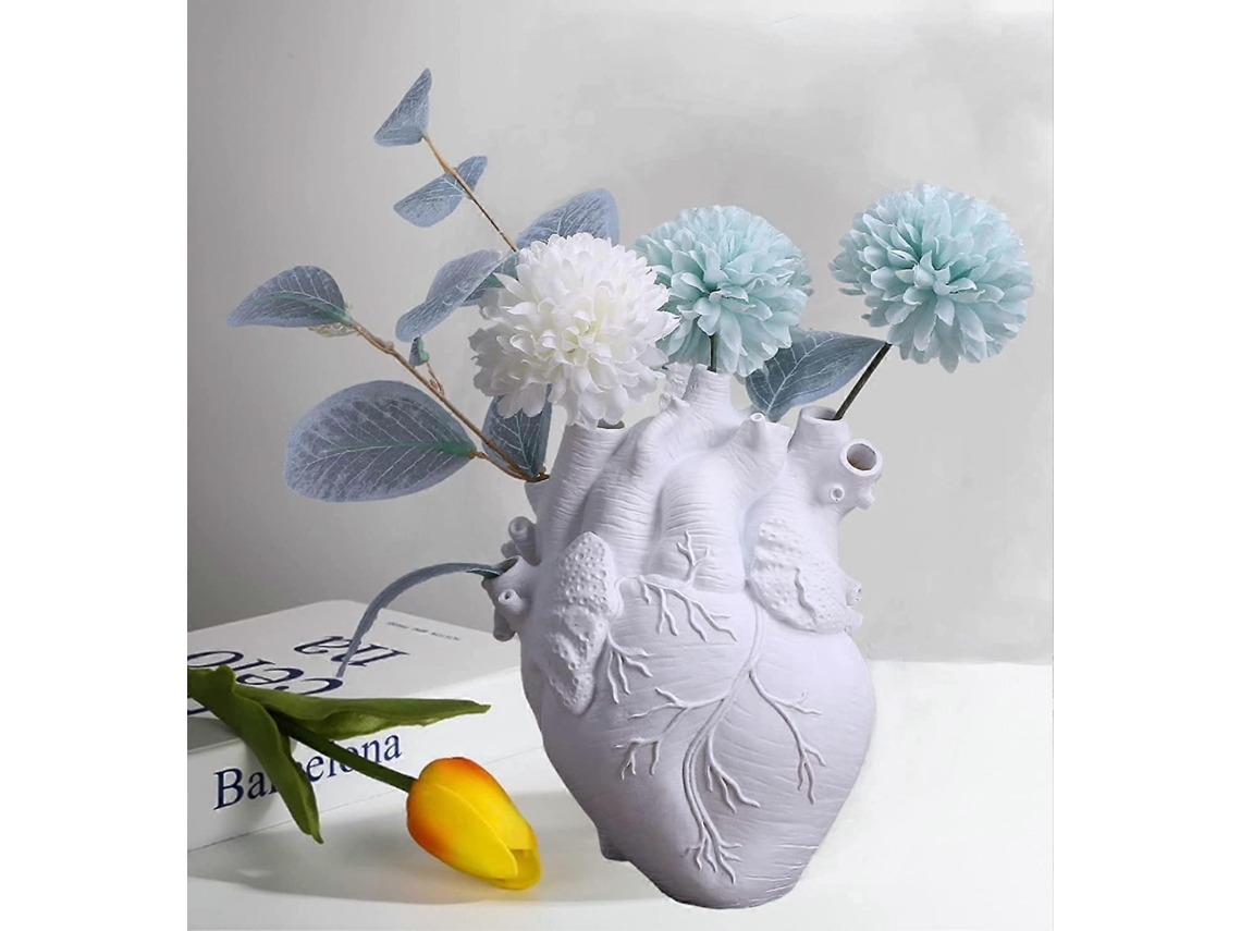 Rebe-vasija De Corazón Anatomico De Resina Creativa Decoración Hogar Blanca