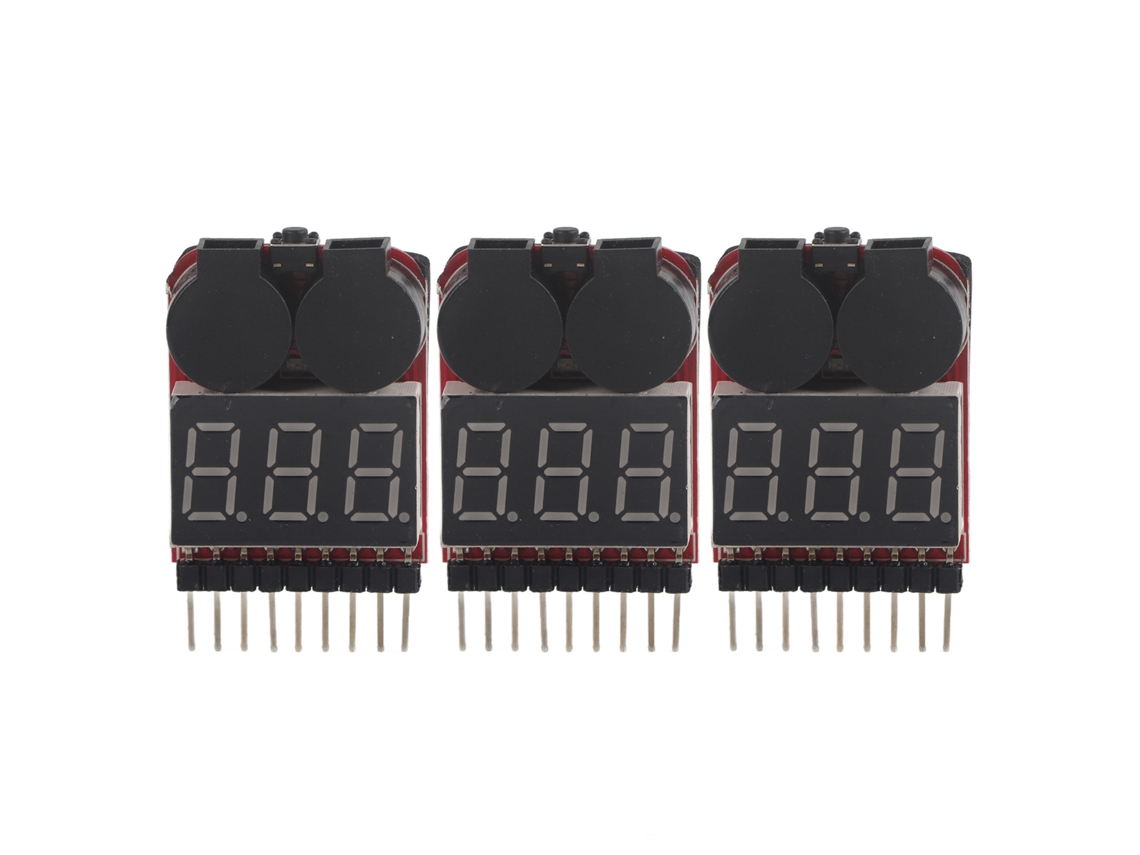 Juego De 3 Probadores De Voltaje De Baterías Lipo De 1s A 8s Con Alarma Sonora De Bajo Voltaje (accesorio Para Radiocontrol).