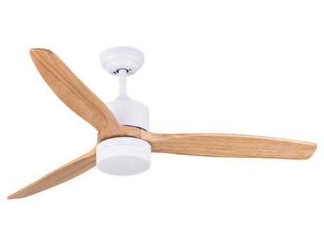 Ventilador de techo XTRELAMP MADSEN d120cm LED 18W 6v metal blanco 3 aspas madera natural Con mando a distancia