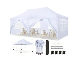 Cenador plegable, tejido impermeable, altura regulable, color blanco.