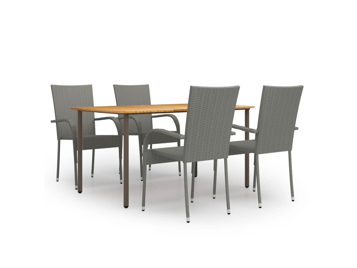 Juego de comedor de jardín de 5 piezas DKD Home Decor en mimbre gris PE