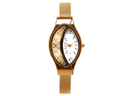 Reloj De Pulsera De Aleación Elegante Con Esfera Redonda, Movimiento De Cuarzo Analógico, Color Marrón.
