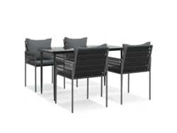 Maison Exclusive - Juego Comedor Jardín 5 Piezas Y Cojines Ratán Sintético Y Acero