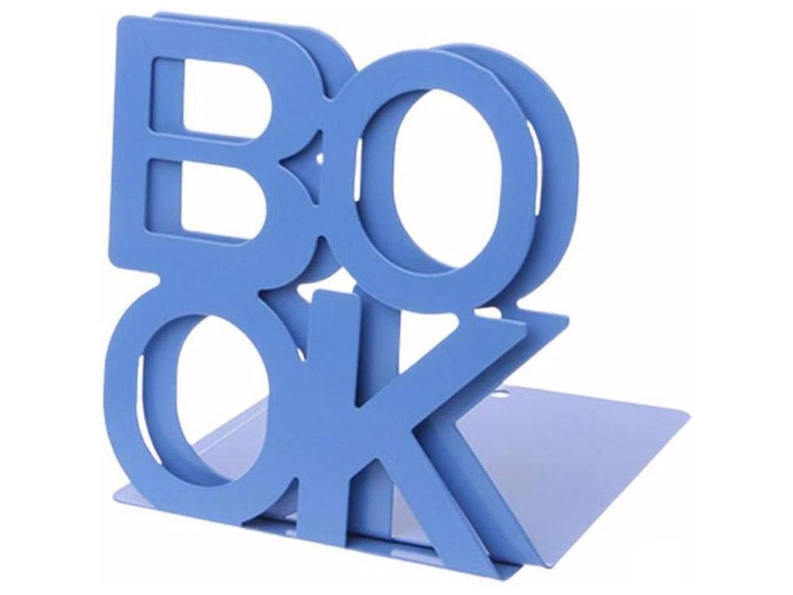 Suporte para Livros em Metal Anti deslizante em Forma de L para Mesa 1 Par (azul)